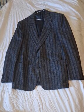 Samuelsohn Men’s Wool Blazer Grey Plaid US 44